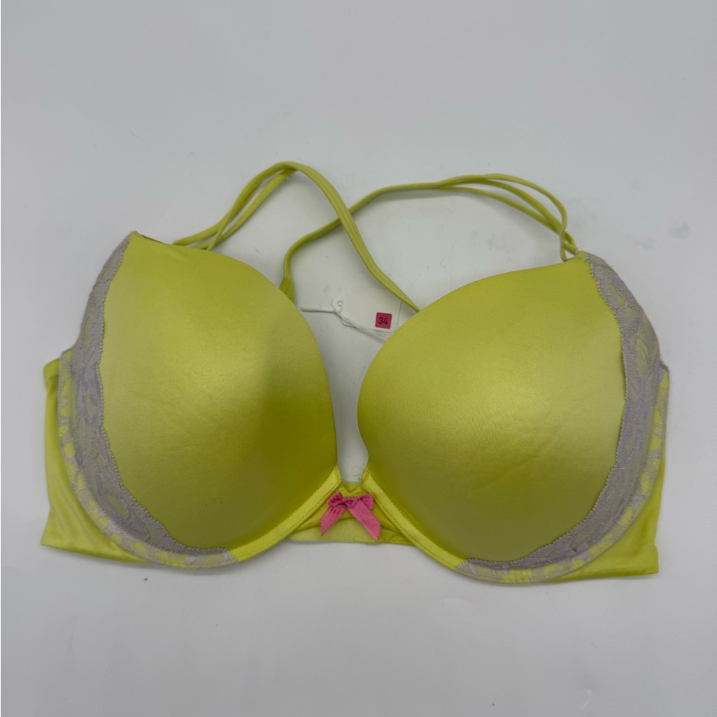 Victoria's Secret Lime Green Lace Trim Very Sexy Push Up Bra- Size 38dd